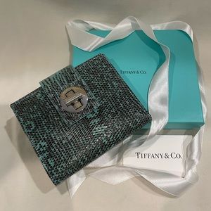 Tiffany & Co. Genuine Lizard and Leather Wallet with Silver-Tone Turn Lock